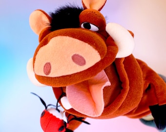 Vintage 90s Disney Pumbaa from The Lion King Hand Puppet Plushie Toy