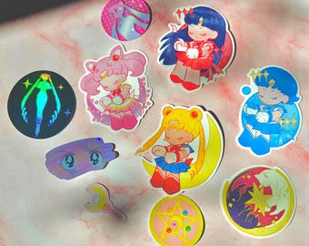 Sailor Moon Sleepy Sticker Pack | Cute Magical Girl Vinyl Stickers | Laptop Water Bottle Journal Decals