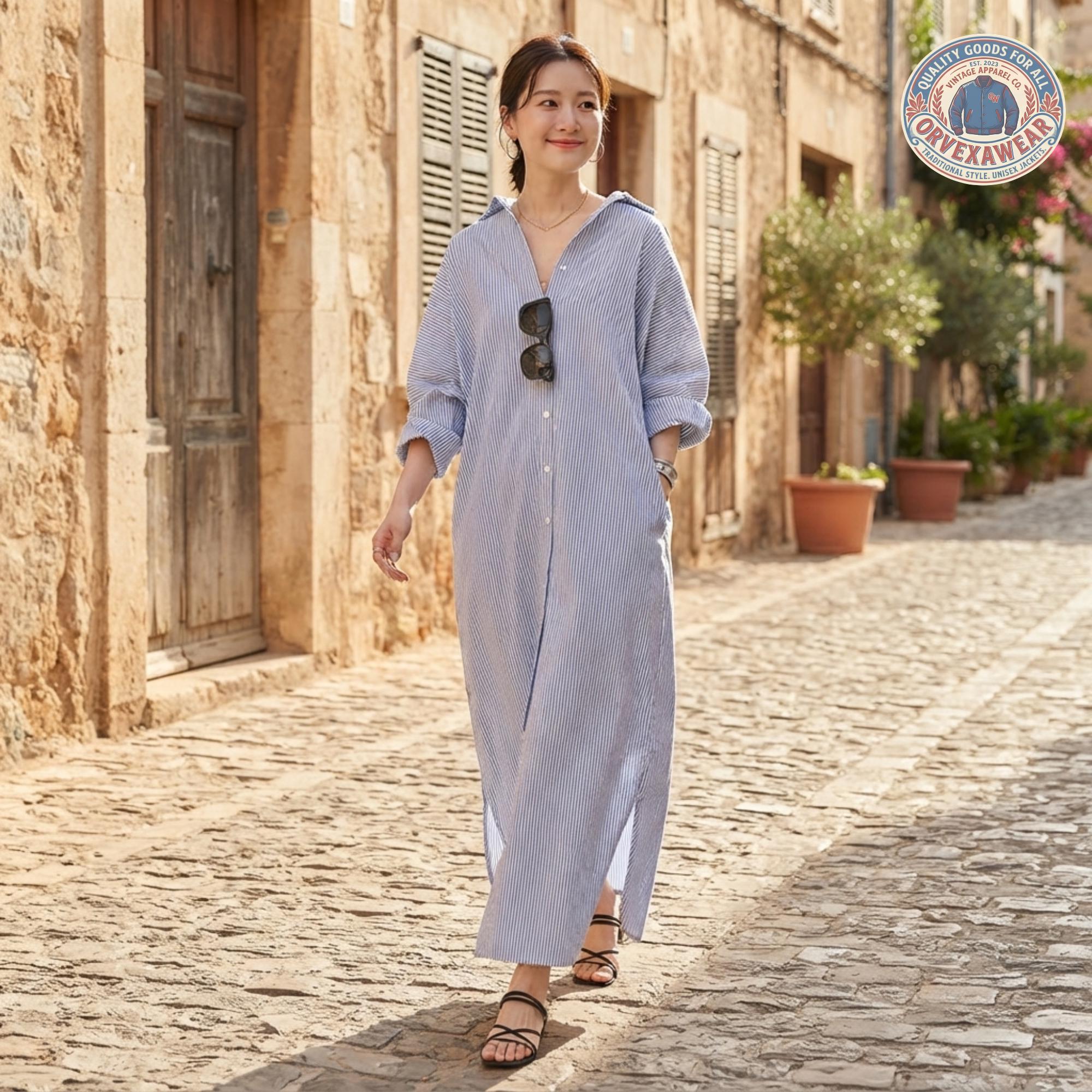 blue oversized dress Made from lightweight cotton