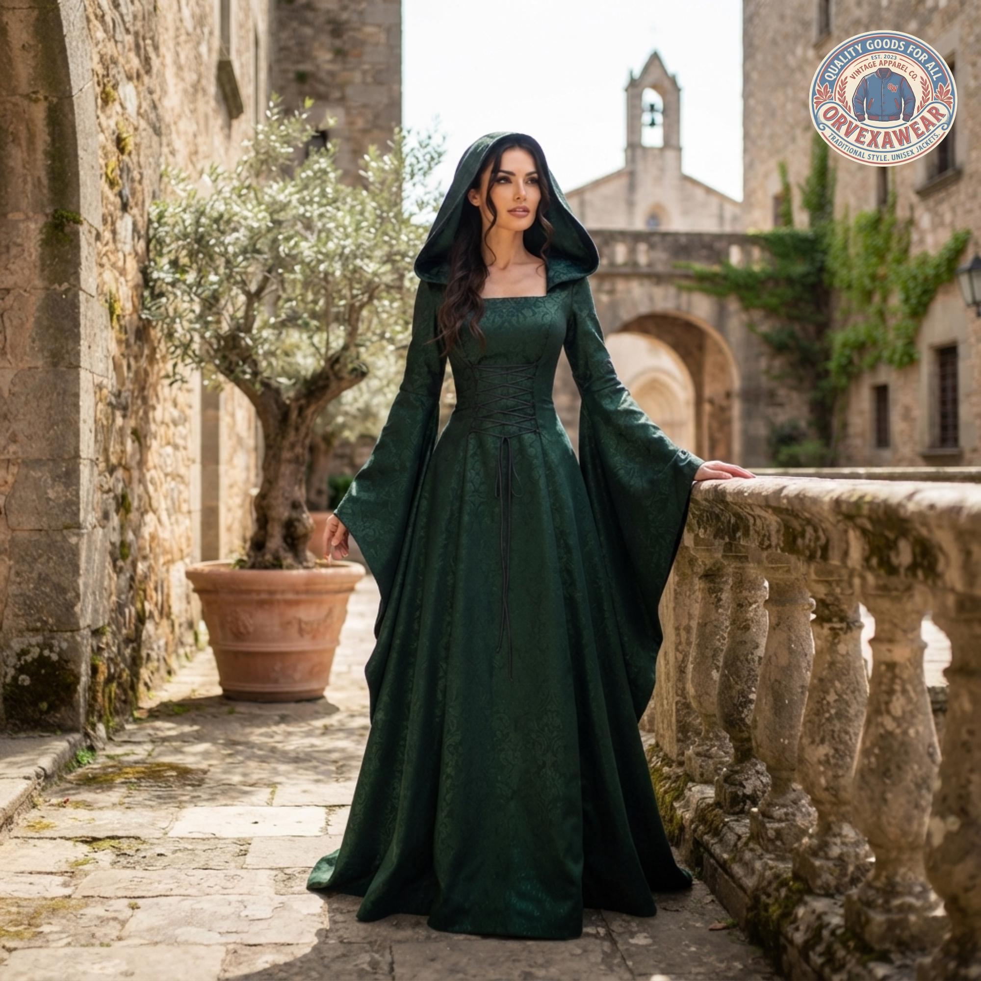 green dress with hood Hooded Maxi dress Length