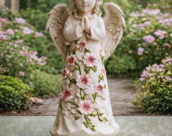 Solar Angel Garden Statue – LED Memorial Garden Ornament with 7 Warm Lights, Sympathy Gift for Garden Lovers