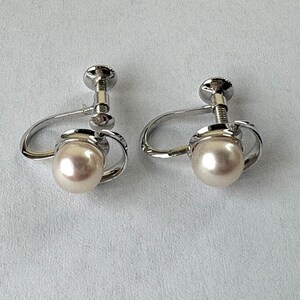 Boucles D'oreilles Vintage Années 1930-40 - Perles, Strass Et Métal Argenté