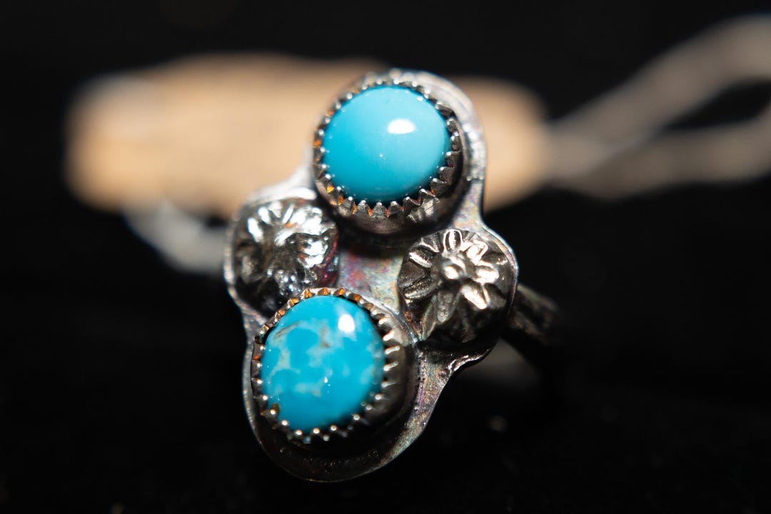 Natural Sleeping Beauty Turquoise Sterling Silver Statement Ring Size 5 ...