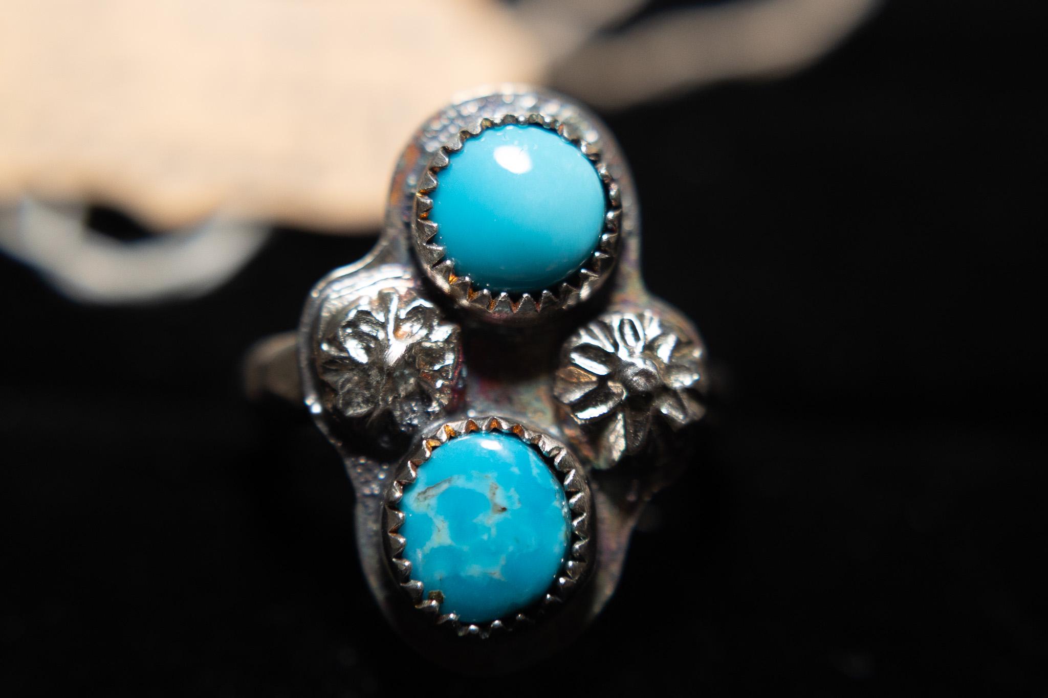 Natural Sleeping Beauty Turquoise Sterling Silver Statement Ring Size 5 ...