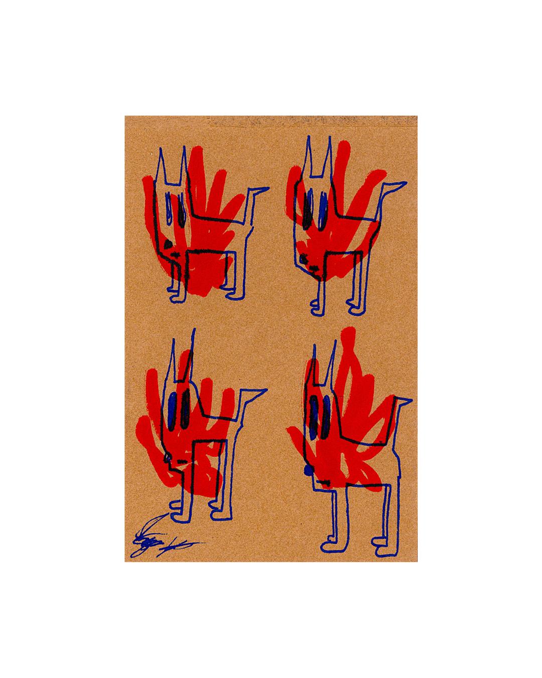 Fire Dogs (Original): Handmade Mixed Media Artwork