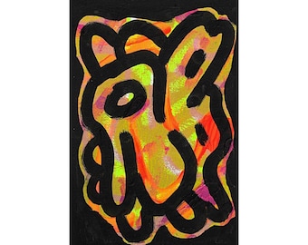 Tipo mariposa (original): Obra de arte de técnica mixta hecha a mano