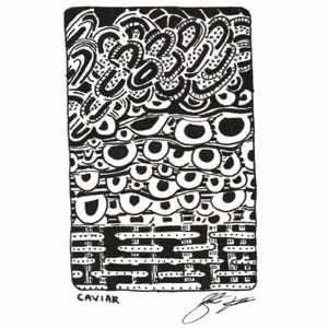 Caviar: Dibujo abstracto original a pluma y tinta, dibujado a mano.