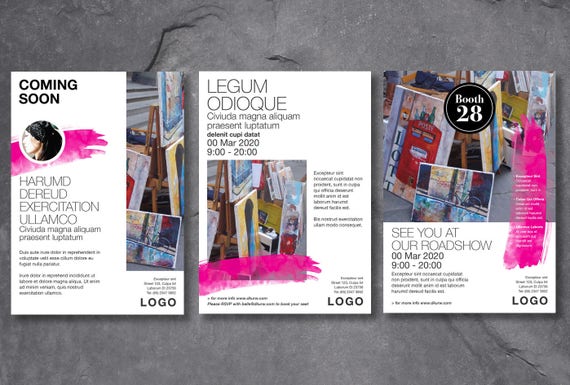 postcard event flyers template 3 designs hand size flyer etsy