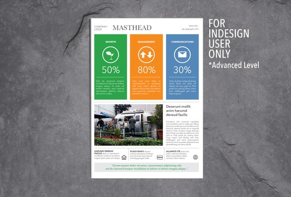 Business Infographic Newsletter Template 4pp Indesign Design Etsy