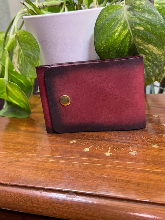 Handmade Minimalist Vegetable Tanned Leather Bifold Wallet – Slim Card Holder