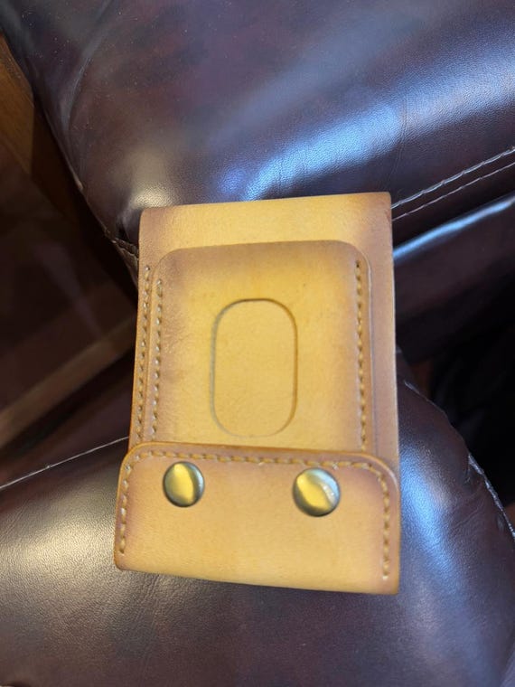 Handmade Vegetable Tanned Leather Bifold Wallet, Slim Card Holder for Men