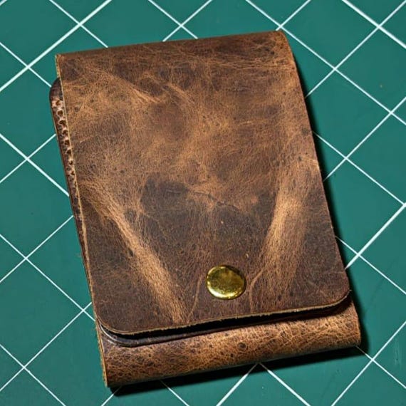 Handmade Wax Pull-Up Leather Wallet – Slim Minimalist, Rugged Vintage Style