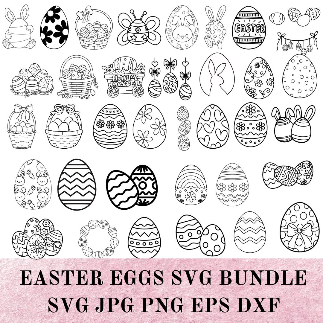 Easter Egg SVG Bundle | Spring Clipart, Cut Files (digital Download) - Etsy