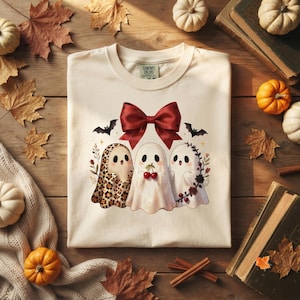 Coquette Ghost PNG, Halloween Ghost Trio PNG, Cherry Ghost Shirt Design, Leopard Ghost Sublimation, Gothic Cute Ghost PNG, Bow Halloween png