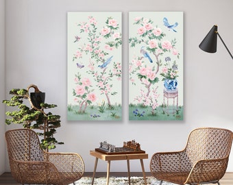 April, A Green Chinoiserie Canvas Wrap