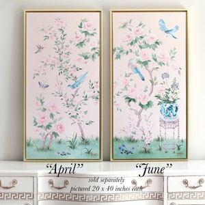April, A Pink Chinoiserie Canvas Wrap. Sold separately. Baby girl nursery art print image 1