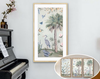 Olive, A Green Tropical Chinoiserie Print On Paper. Sold Individually, Build A Set Of Two Or Three.