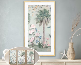 Eve, A Green Tropical Chinoiserie Print On Paper. Sold Individually, Build A Set Of Two Or Three.