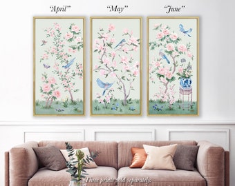 April, A Green Chinoiserie Fine Art Print On Paper