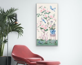 June, An Ivory Chinoiserie Canvas Wrap. Build a set of two or three, available framed