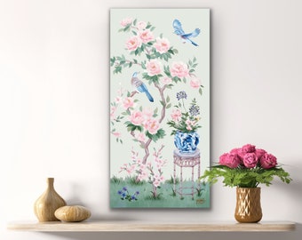June, A Green Chinoiserie Canvas Wrap