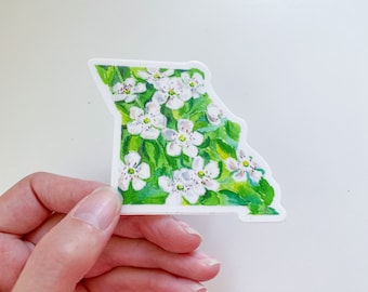Missouri state flower sticker, Hawthorn flower, watercolor painting