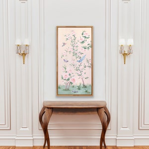 April, A Pink Chinoiserie Canvas Wrap. Sold separately. Baby girl nursery art print image 4