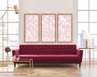 May, A Tonal Pink Chinoiserie Fine Art Print On Paper. Sold separately, build a set of three
