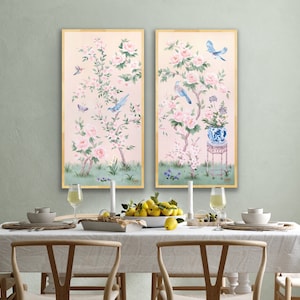 April, A Pink Chinoiserie Canvas Wrap. Sold separately. Baby girl nursery art print image 6