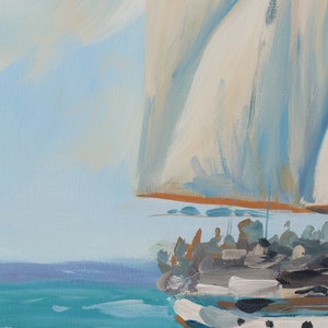 Original sailboat painting, Schooner on the Chesapeake, large coastal art image 4