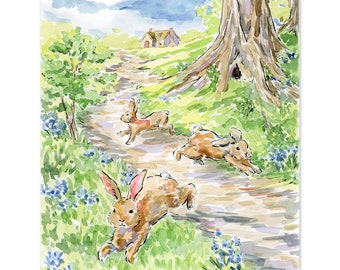 Baby Farm Animals: Bunnies, A Fine Art Print On Paper