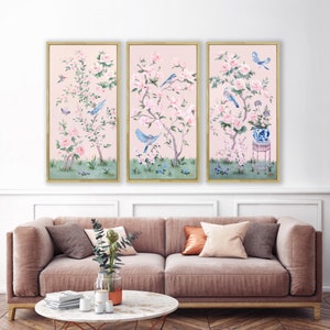 April, A Pink Chinoiserie Canvas Wrap. Sold separately. Baby girl nursery art print image 2