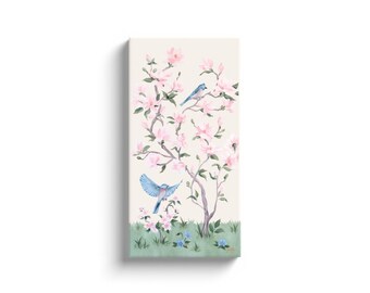 May, An Ivory Chinoiserie Canvas Wrap. Baby girl nursery art. Sold separately, build a set of two or three