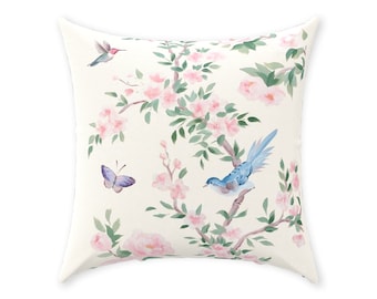 Ivory Chinoiserie Throw Pillow