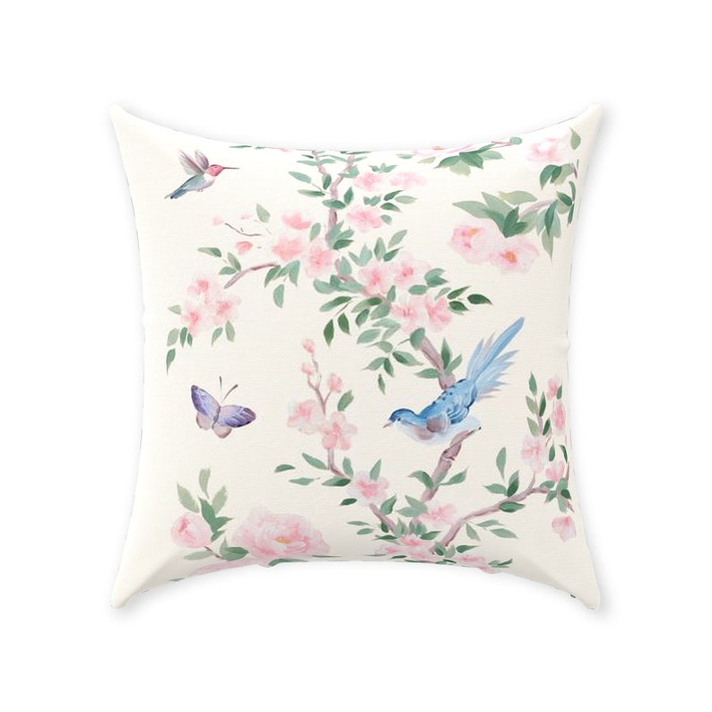 Ivory Chinoiserie Throw Pillow image 1