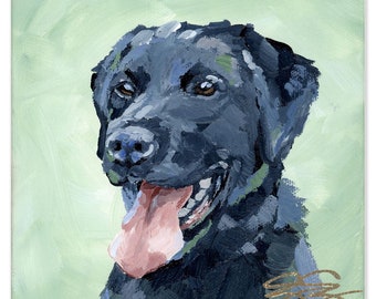 Black Lab, A Fine Art Print On Paper, Square Dog Painting