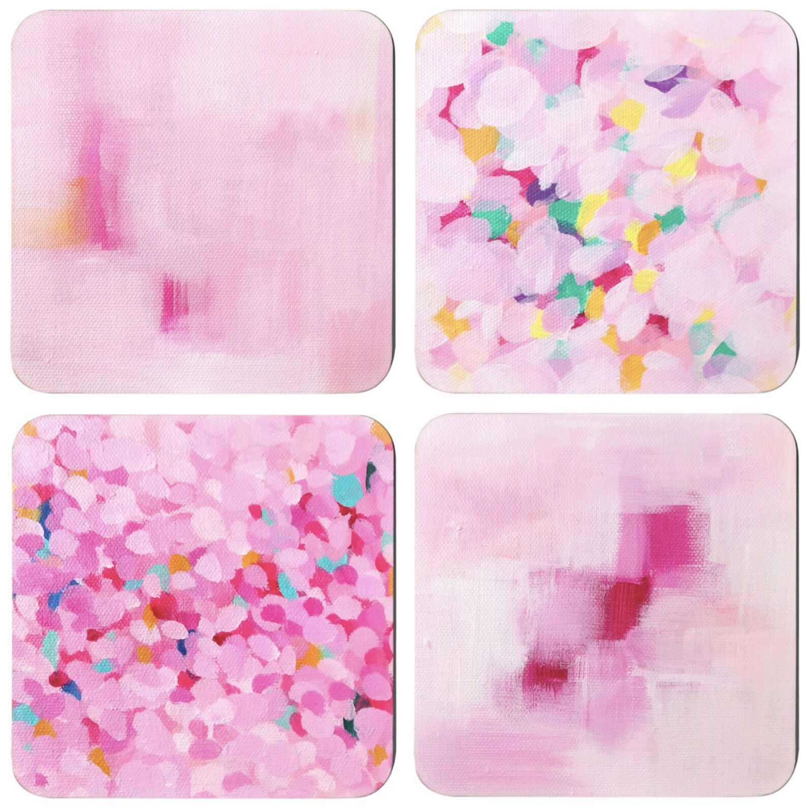 Set Of 4 Pink Abstract Coasters Etsy