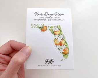 Florida orange blossom sticker, state flower waterproof vinyl easy peel sticker