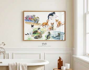 Cats of Hawaii watercolor art print from my travel sketchbook