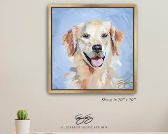 Golden Retriever painting, art canvas wrap, available framed