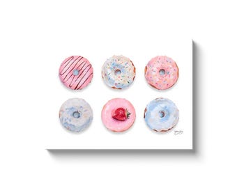 Choose Your Donuts! Donut Art Print, 6 Colorful Donuts, Canvas Wrap (Landscape Orientation)