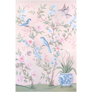 Blush Chinoiserie No. 2, A Fine Art Print On Canvas 20x30 inch