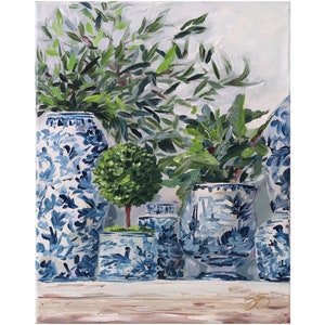 Green And Blue And White, A Fine Art Print On Canvas image 2