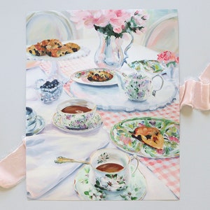 Magnolia Tea And Scones, A Fine Art Print On Canvas