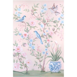 Blush Chinoiserie No. 2, A Fine Art Print On Canvas 24x36 inch