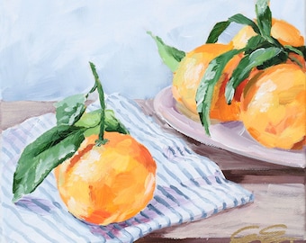 Quiet Riches, a fine art print on paper of an original acrylic painting of oranges