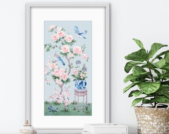 June, A Blue Chinoiserie Fine Art Print On Paper