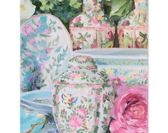 Rose Canton Ginger Jar, A Fine Art Print On Paper