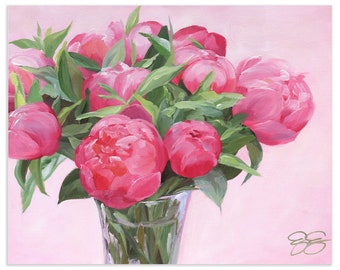 All I Need, A Fine Art Print On Paper Of A Pink Peony Bouquet Painting