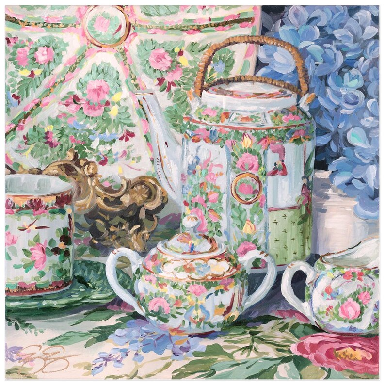 Rose Canton Tea Set, A Fine Art Print On Paper image 5